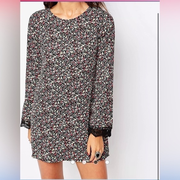 Band of Gypsies Lace floral Sleeve Mod Swing Dress size m - Picture 3 of 11